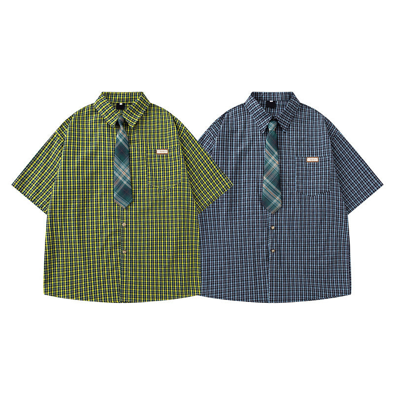 Short Sleeve Shirt for Men and Women Casual Loose Couple Blouse