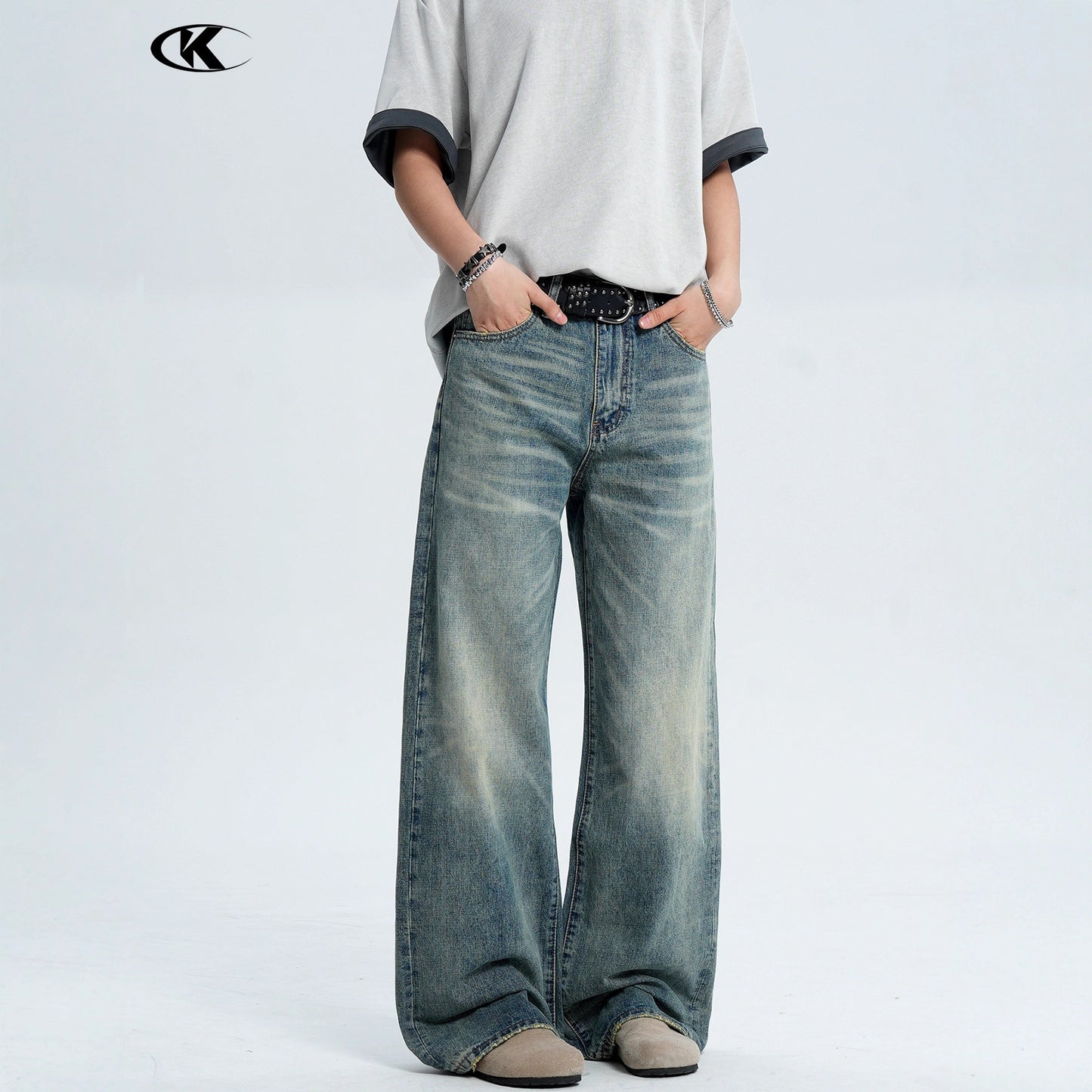 Denim Pants for Men and Women - Straight Loose Flare Wide Leg Trousers
