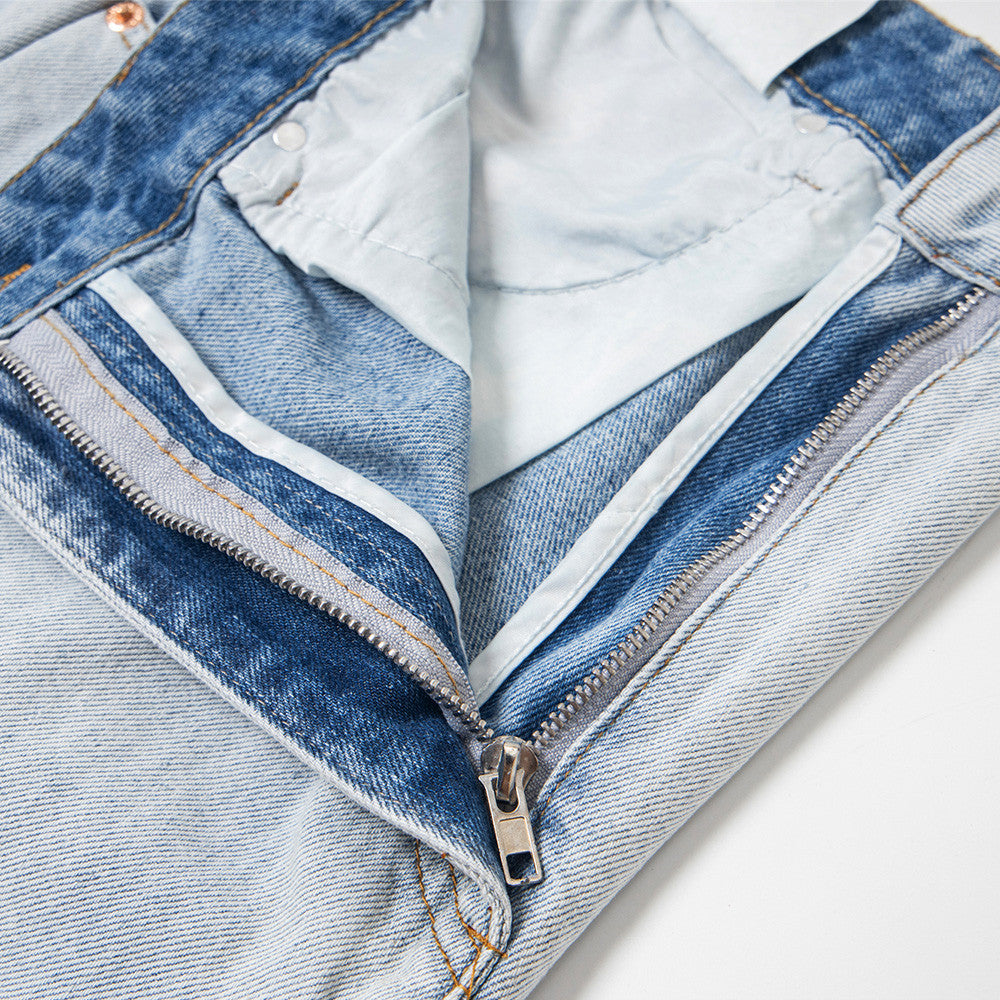 Men's Distressed Patchwork Denim Pants - Unique Punk Style