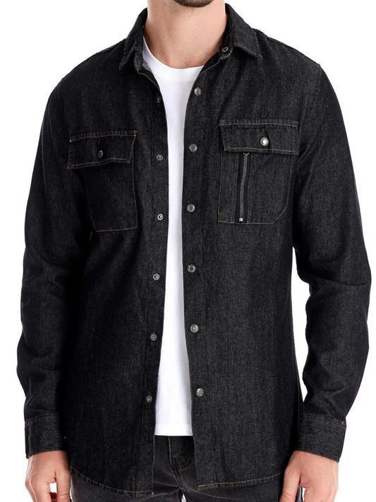 Men's Snap Down Long Sleeve Denim Shirt