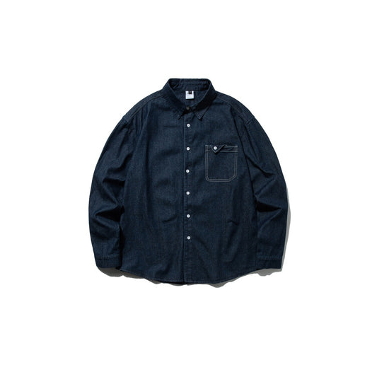 Creative Pocket Design Loose Versatile Washed Denim Shirt