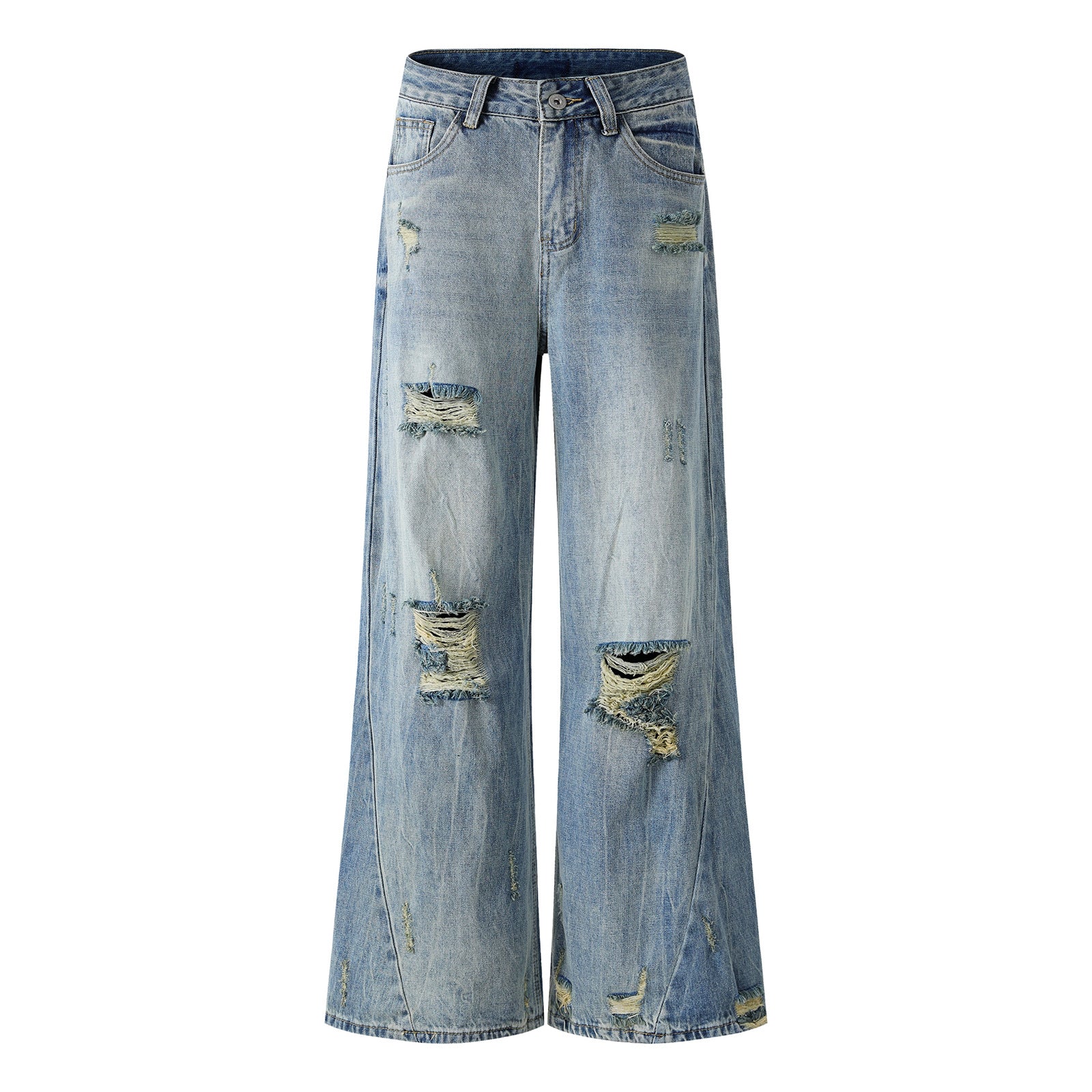 Ripped Wide-Leg Floor Pants - Premium Japanese Denim