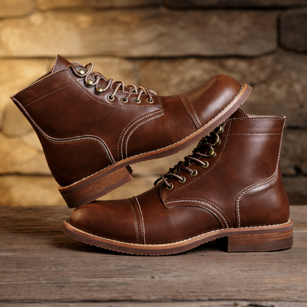 Reverse Velvet Vintage Cowhide Leather Cargo Boots