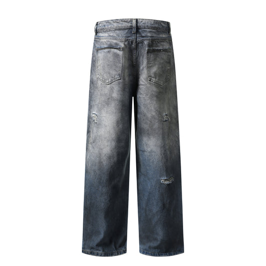Distressed Straight Leg Denim Pants - Premium Quality Japanese Craftsmanship