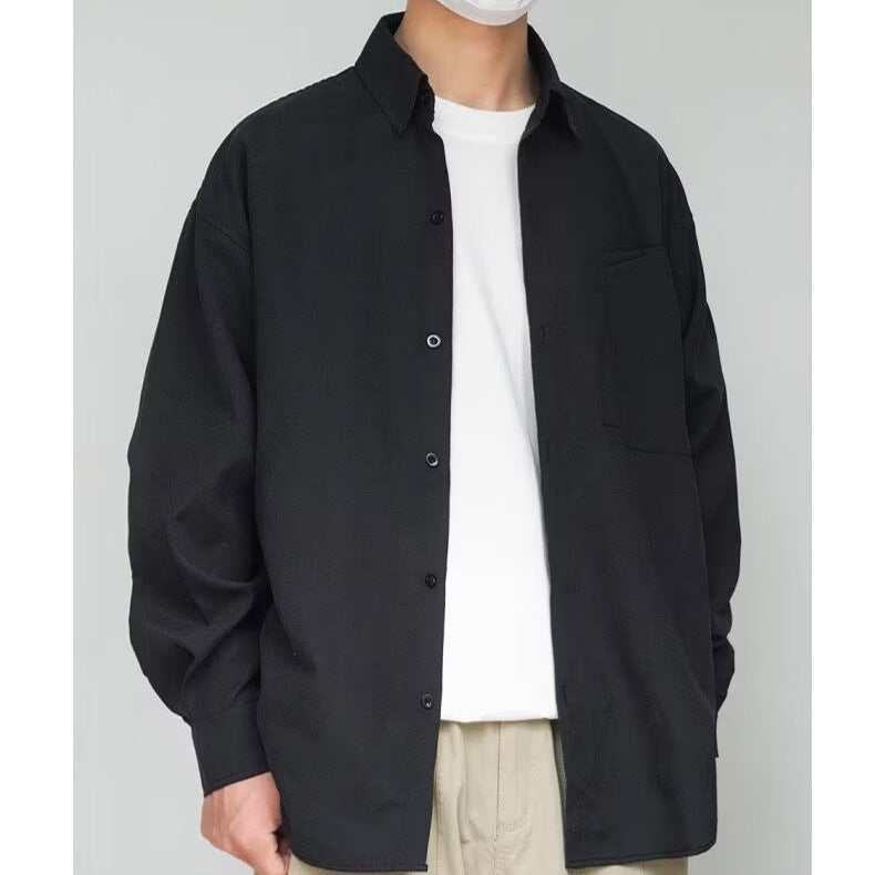 Solid Color Simple Business Casual Long Sleeved Shirt for Men