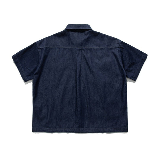 Cuban Collar Loose Fit Denim Shirt for Men