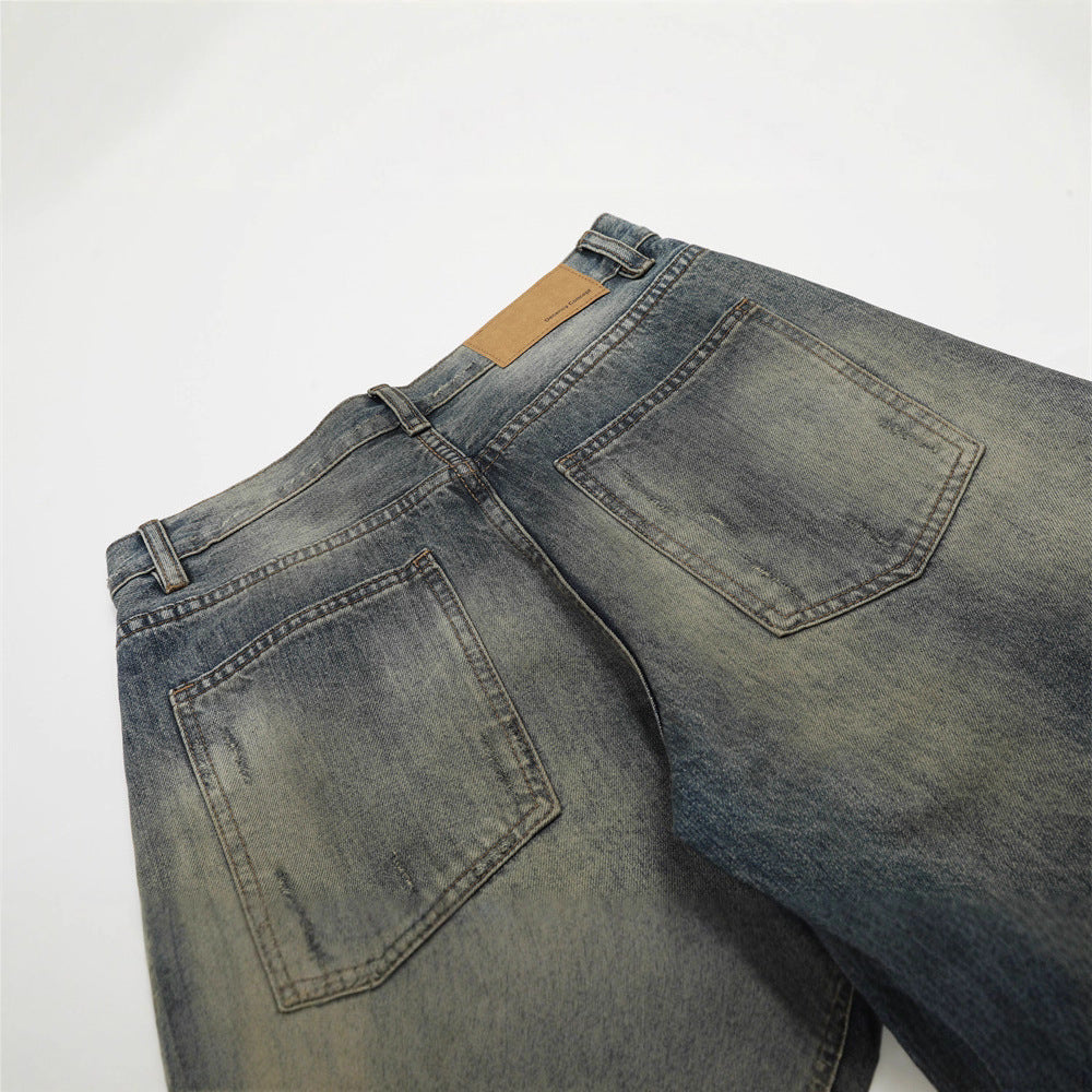 Vintage Men's Jeans - Distressed Ripped Flared Pants,  Brand, Loose Fit, Wide-Leg Style