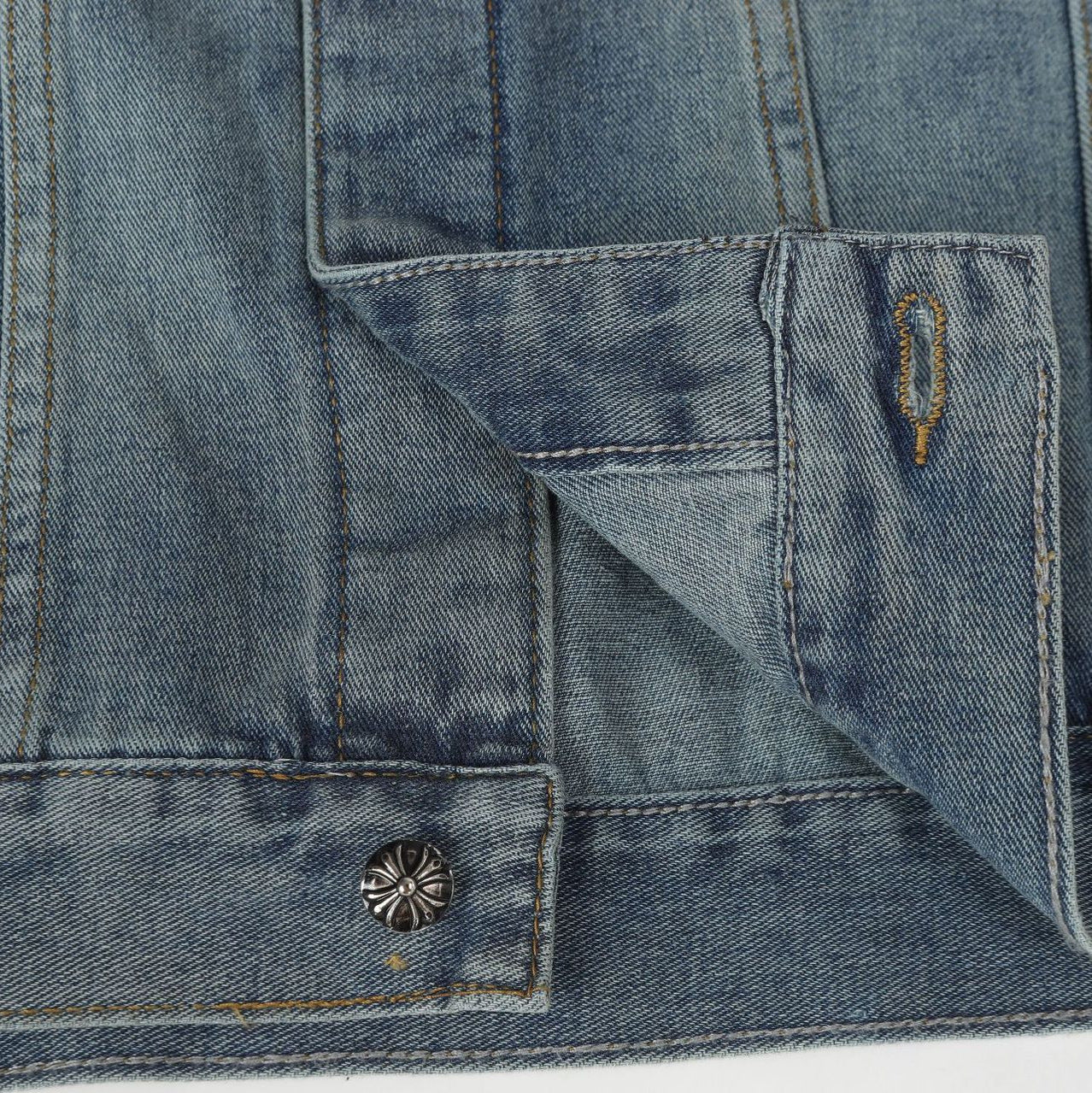 Simple Studs and Rhinestone Washed Denim Jacket