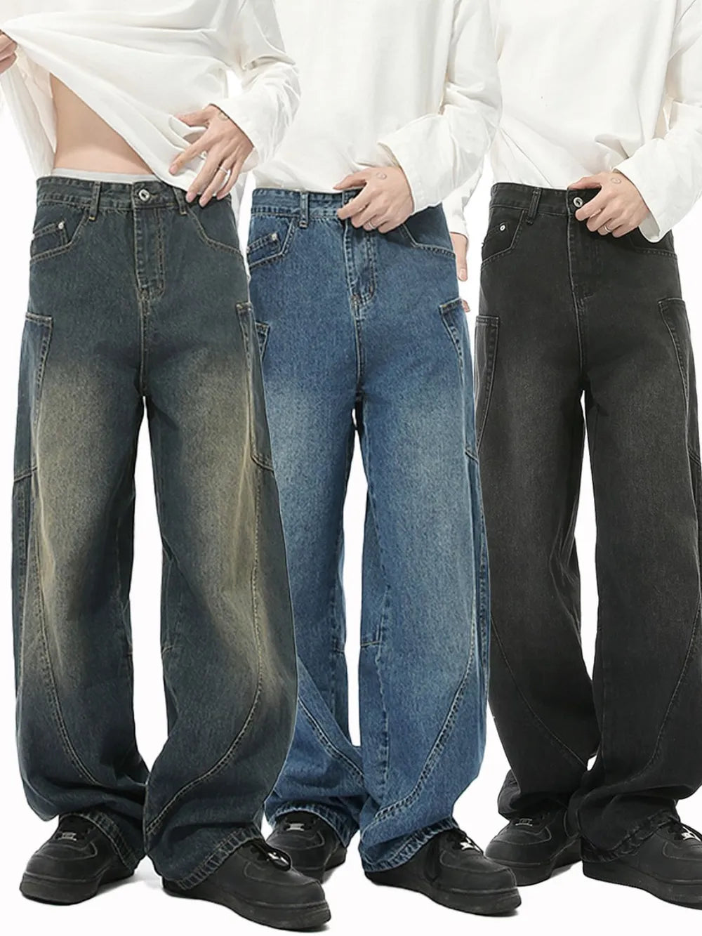 Premium Mid Rise Waist Jeans with Pockets