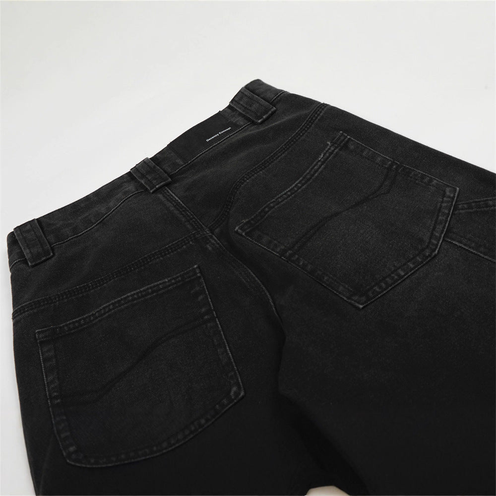 Men's Wide Leg Denim Rivet Style Jeans