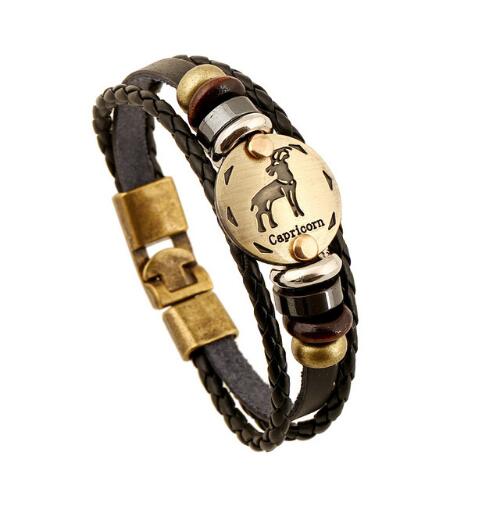 Bronze Alloy Buckles Zodiac Signs Bracelet