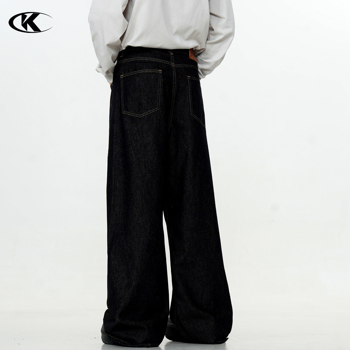 Black Soft Denim Vintage Straight Loose Casual Pants