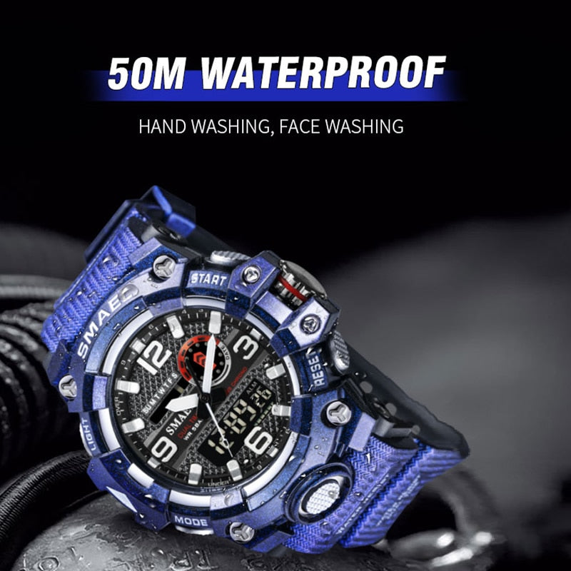 Men's Sport Watches - Dual Display - 50m Waterproof Military Watch