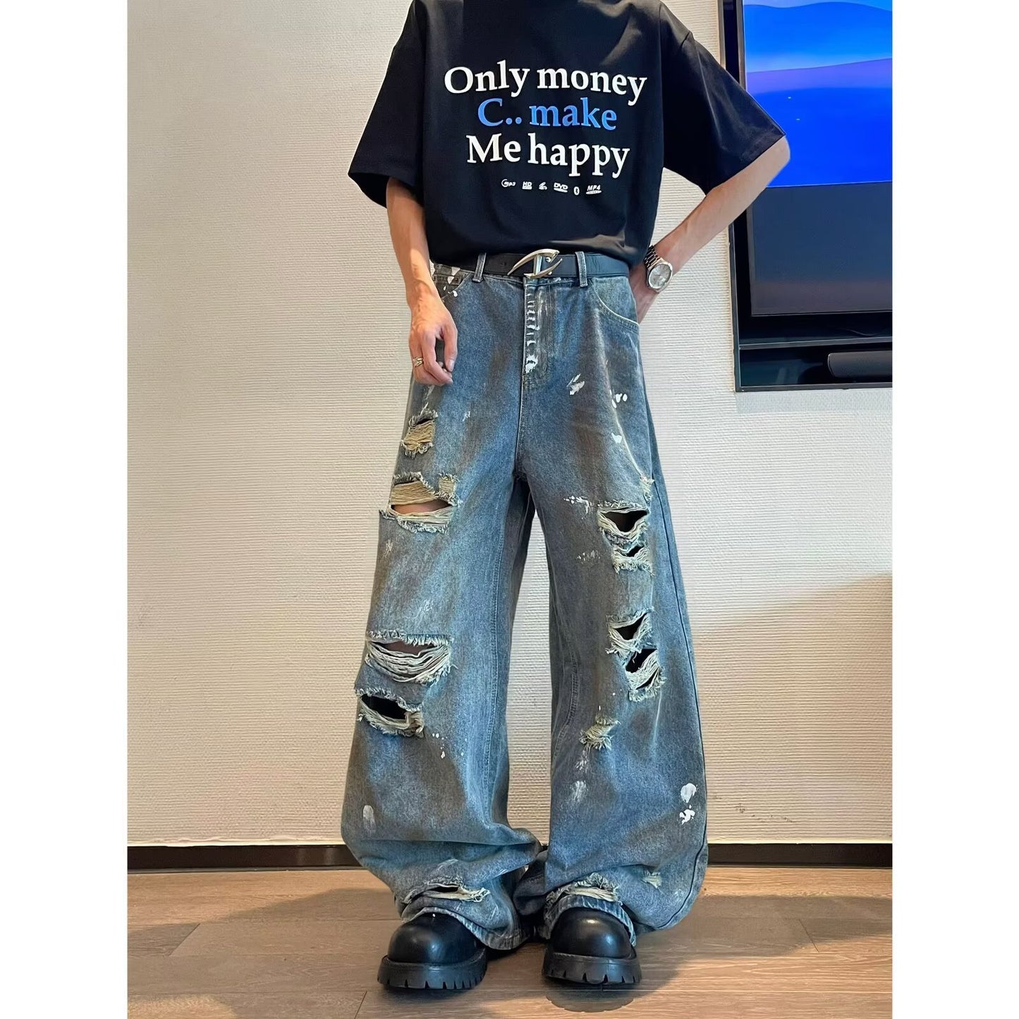 Summer New Retro Beggar Loose Wide Leg Pants
