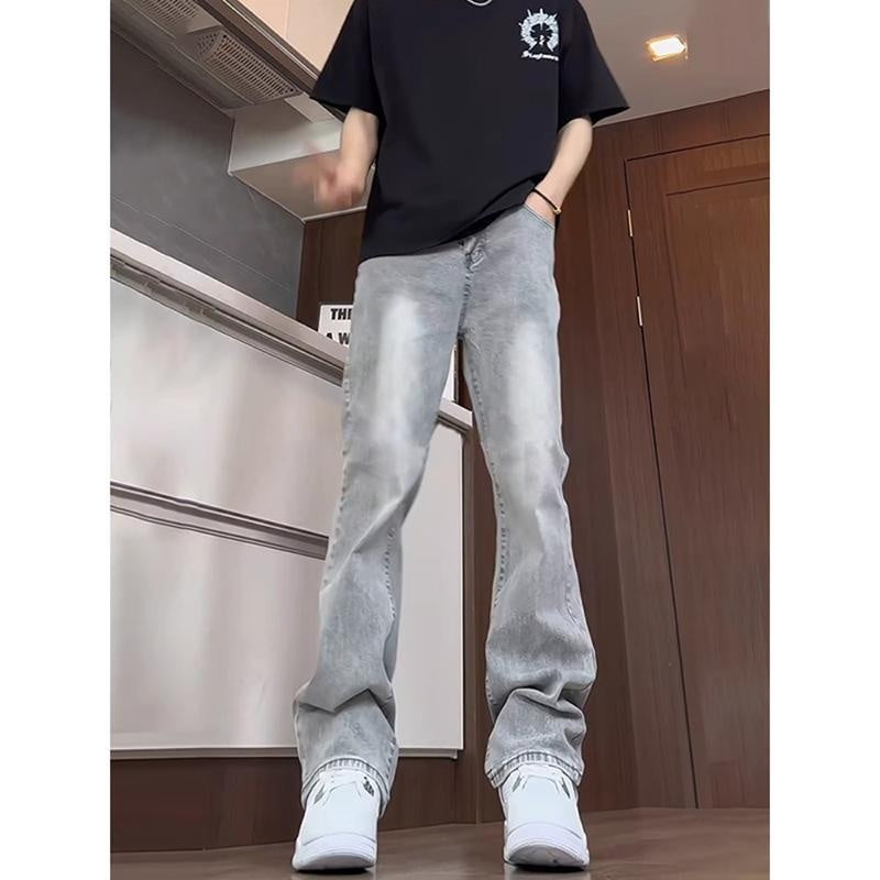 Cement Smoke Grey Elastic Jeans for Men