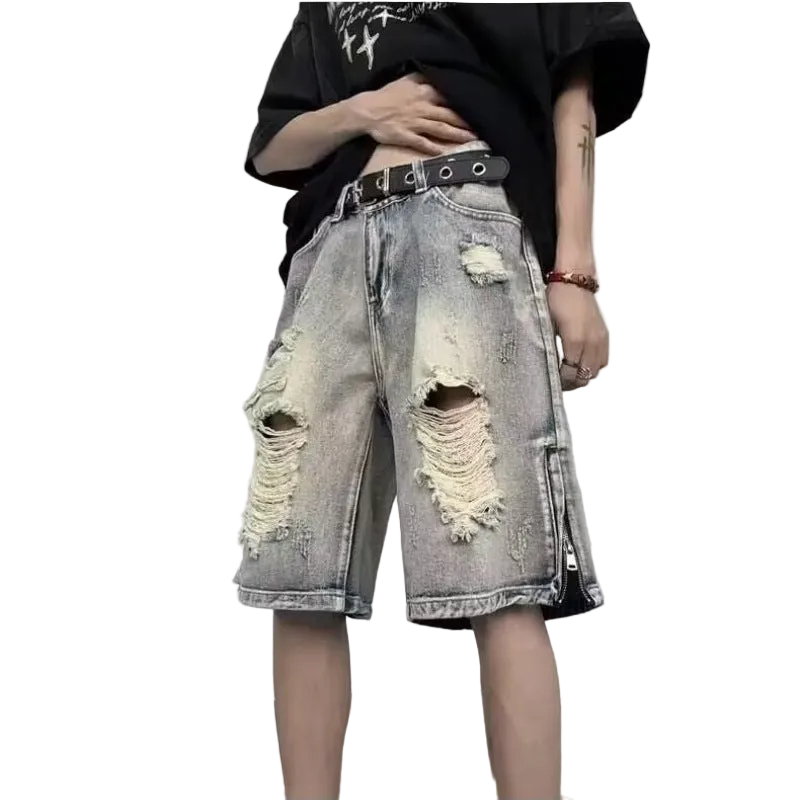 Five Point Hole Beggar Jeans Shorts for Men