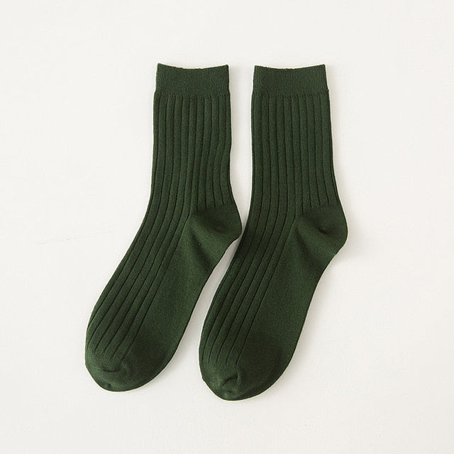 Men's Solid Color Cotton Crew Socks