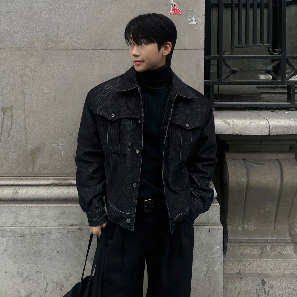 Retro Cool Workwear Jacket Men's Autumn Winter Thick Loose Outerwear Commute Look