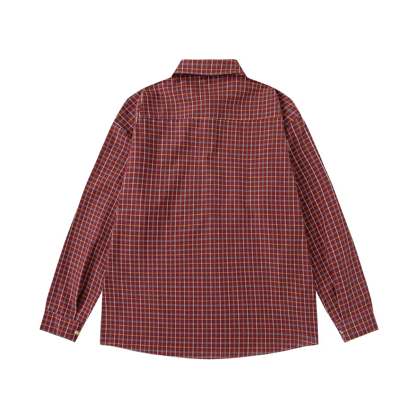 College Style Plaid Tie Long Sleeve Shirt