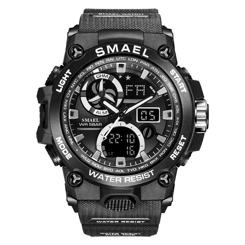 Men's Rugged Waterproof Sports Watch w/Dual Time