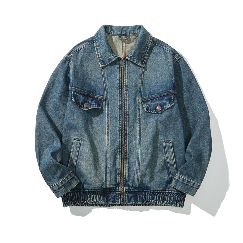 Vintage Distressed Casual Loose Fit Denim Jacket for Men