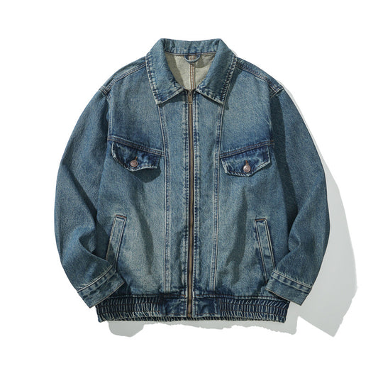 Vintage Distressed Casual Loose Fit Denim Jacket for Men