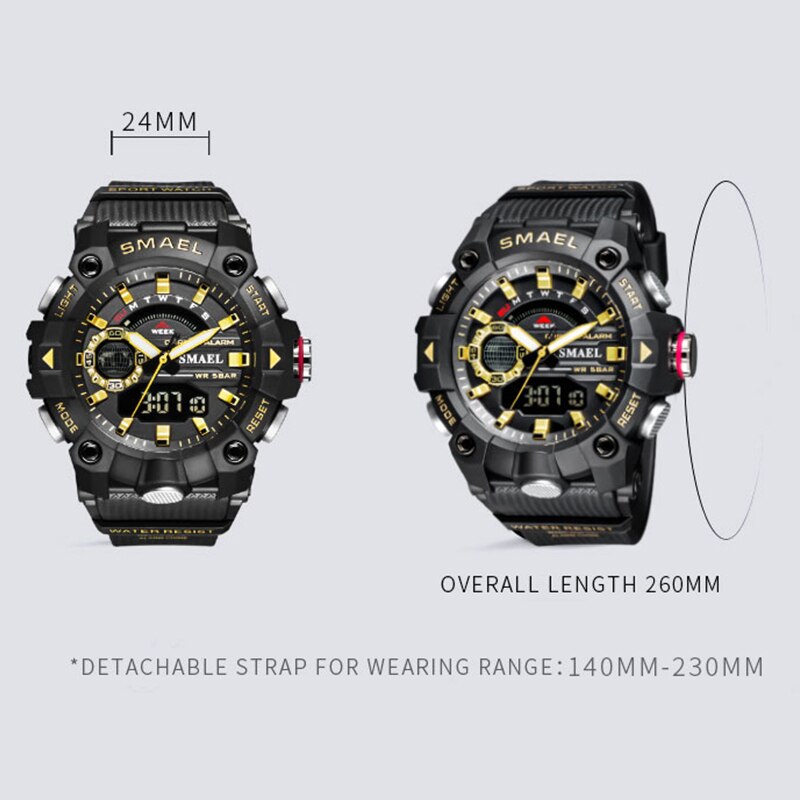 Men's Military Sport Watches - 50M Waterproof Wristwatch Stopwatch Alarm LED