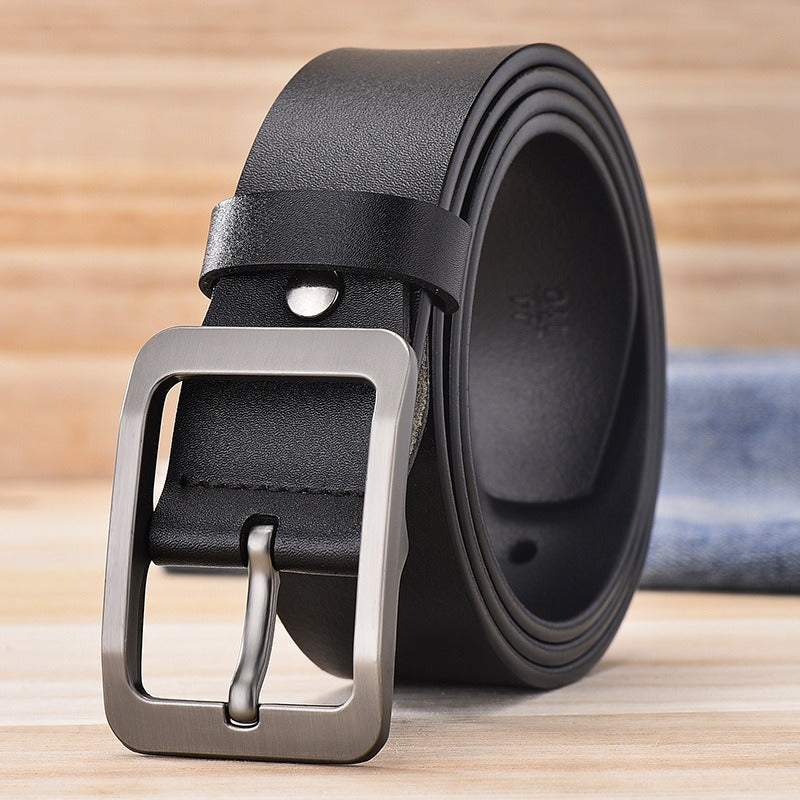 Men's Belt Pure Leather Pin Buckle Denim Casual Versatile Genuine Leather Pants Belt