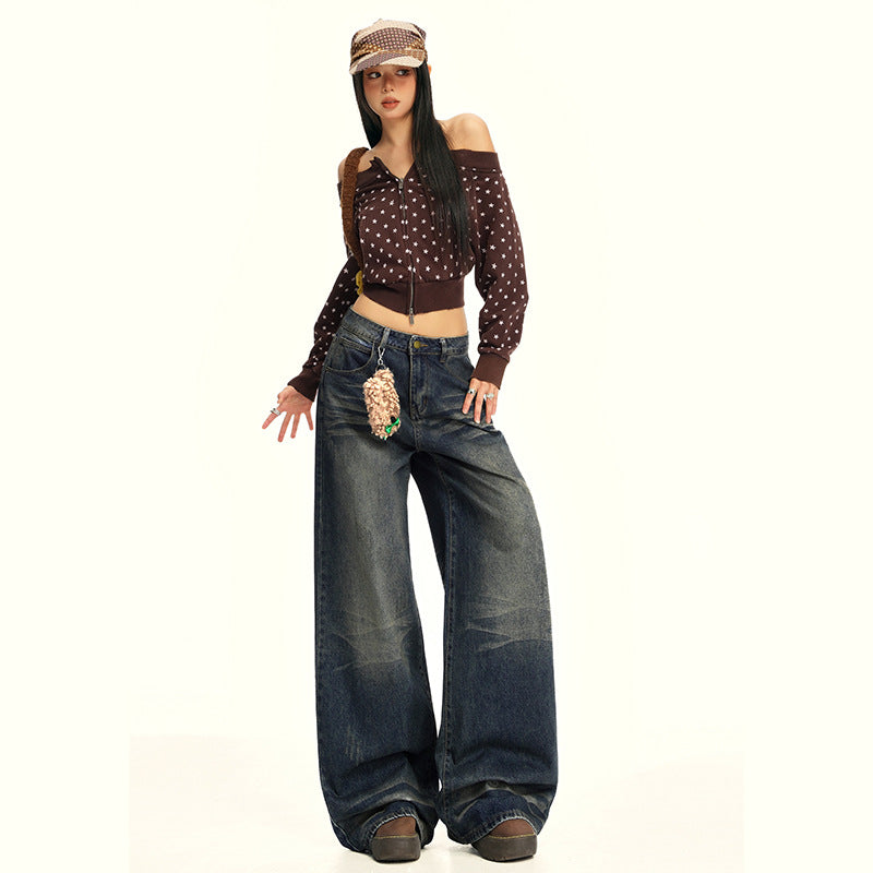 Women's Wasteland Washed Wide Leg Denim Trousers