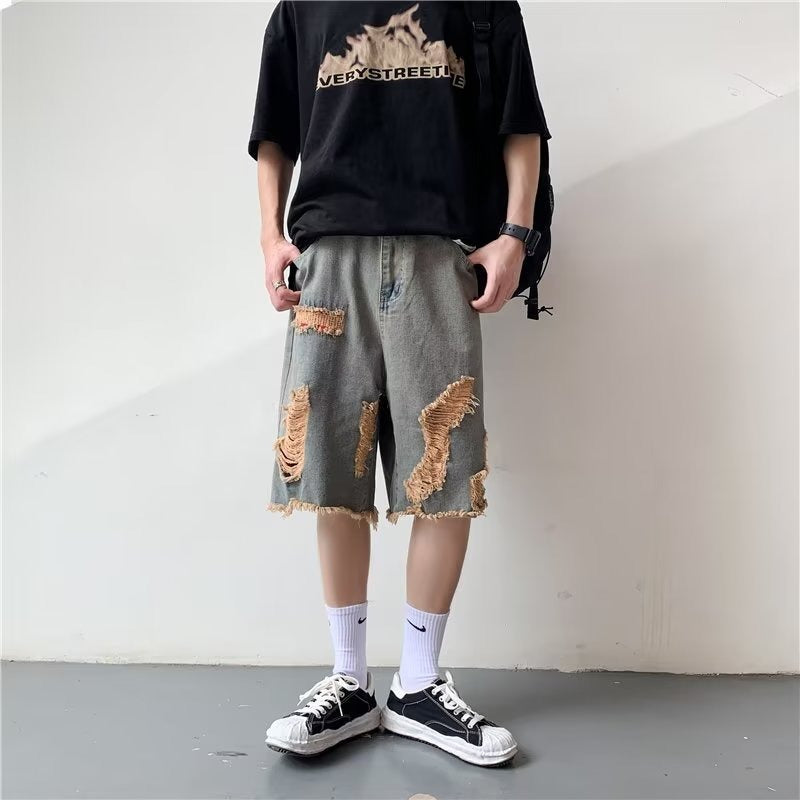 Men's Summer Washed Distressed Denim Shorts