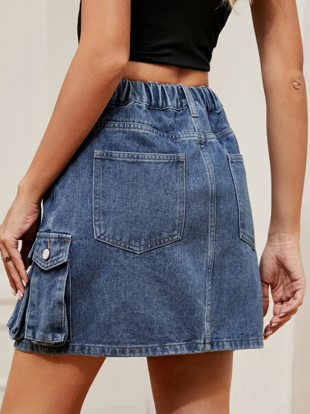 Luxury High Waist Denim Skirt in Modern Streetwear Style