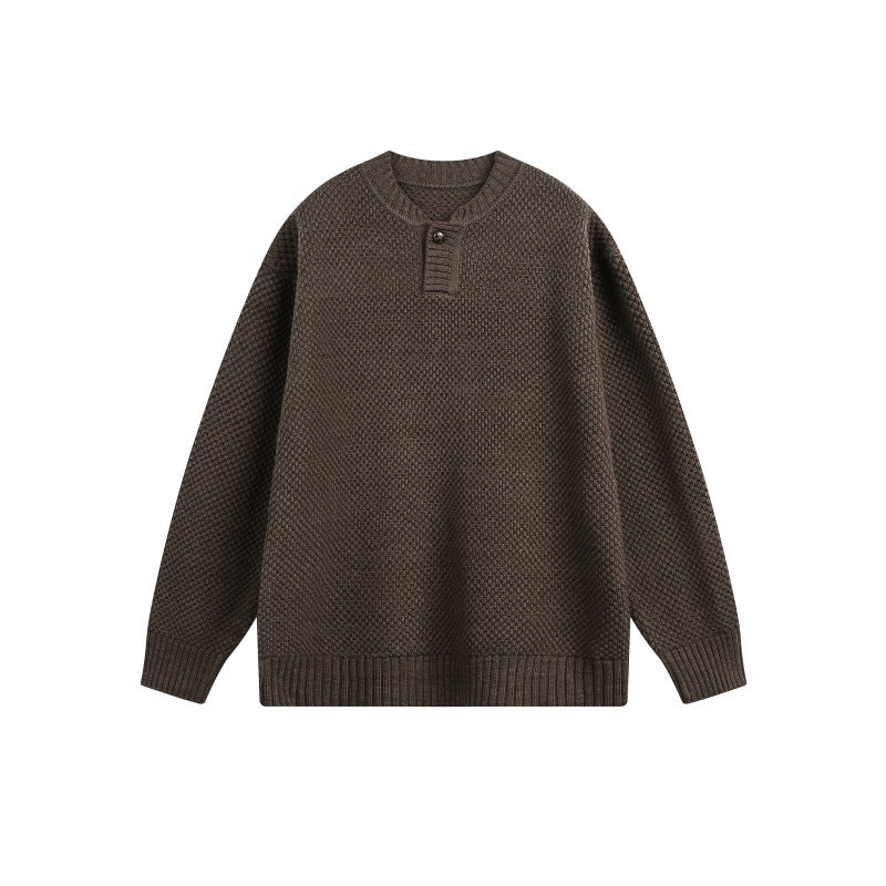Long Sleeve Knit Sweater Unisex Japanese Retro Minimalist Loose Knitwear