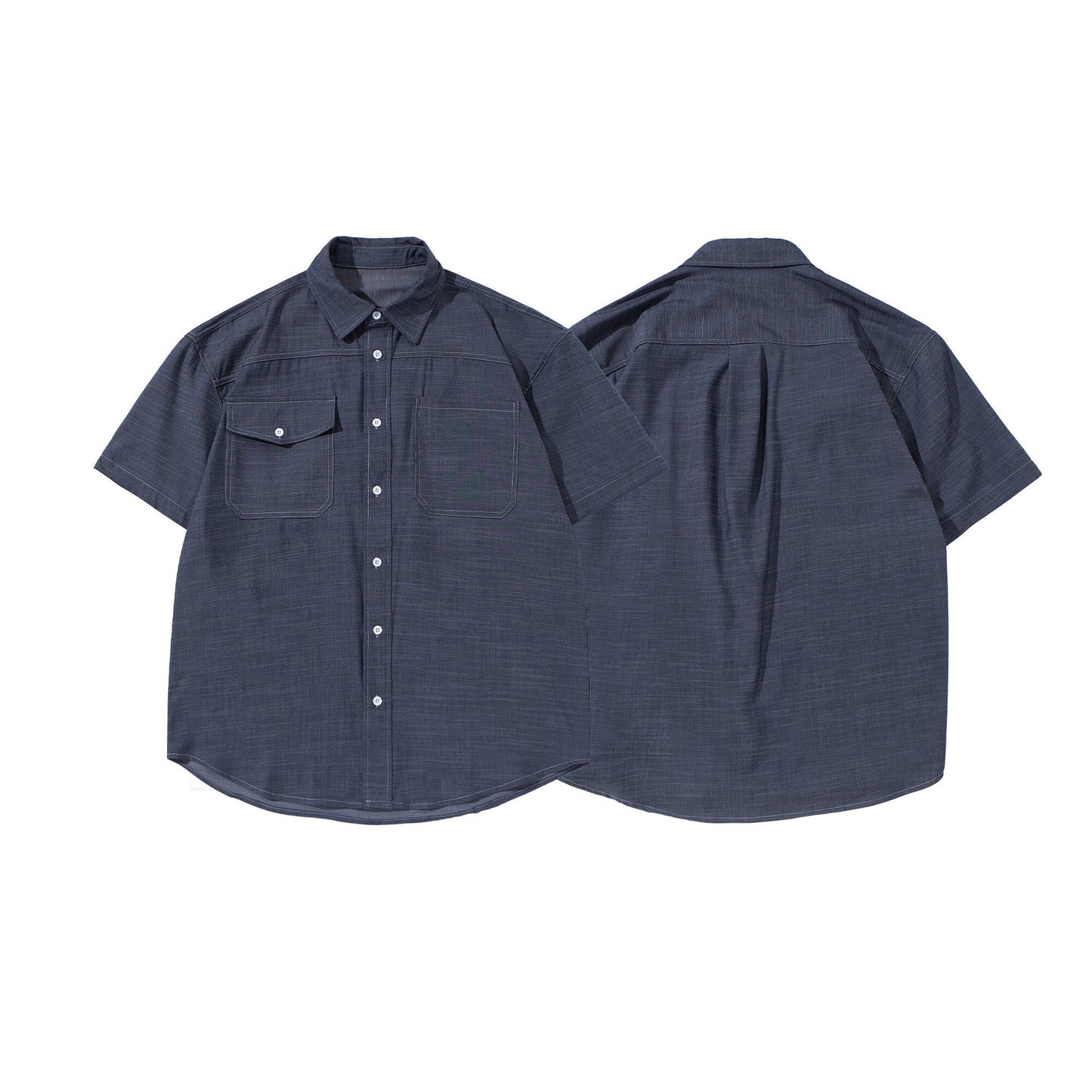 Thin Denim Short-Sleeved Shirt for Men
