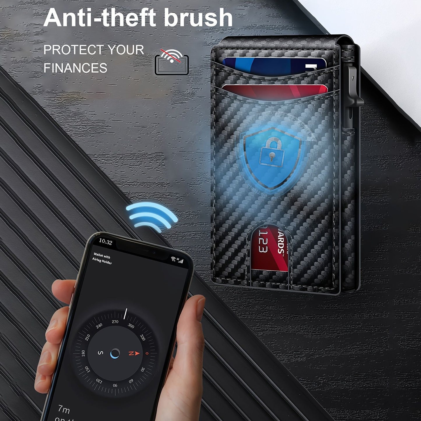 Carbon Fiber Patterned Men's Wallet - Anti-Theft, Two-Fold Design