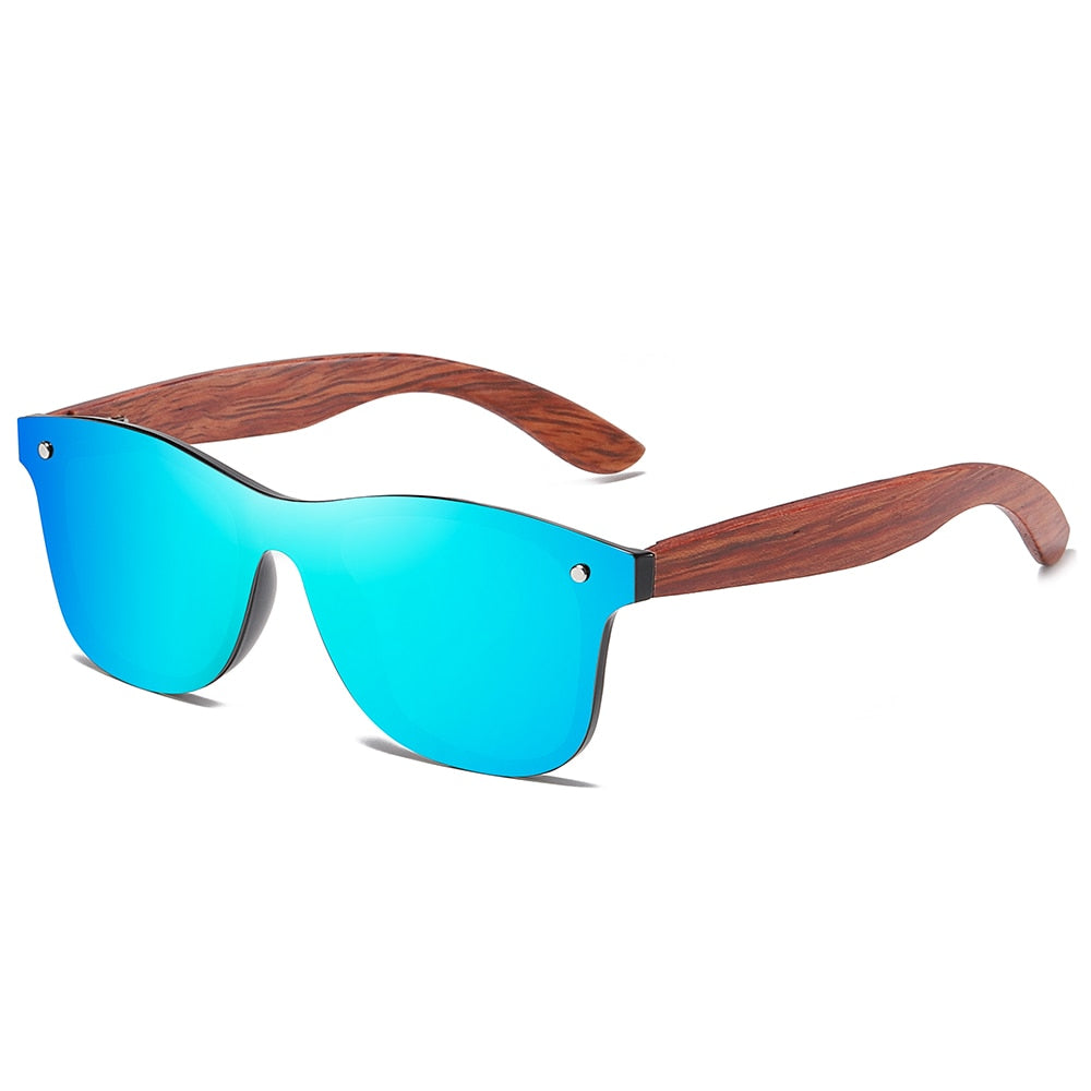 Wooden Vintage Men Sunglasses Polarized Rimless Square Frame