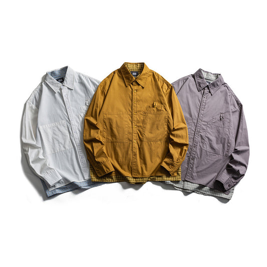 Two Piece Checkered Long Sleeved Shirt for Casual Men