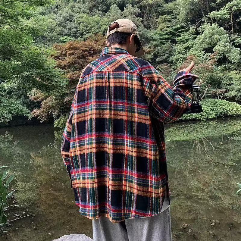 Retro Long Sleeved Shirt Jacket for Men