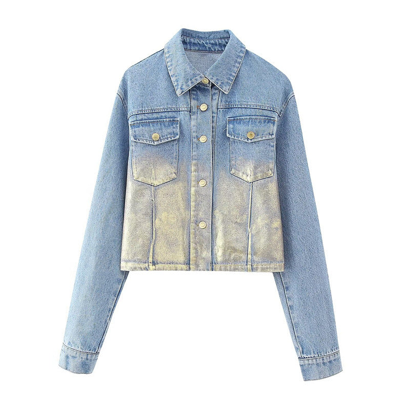 Casual Long Sleeve Short Denim Jacket for Women