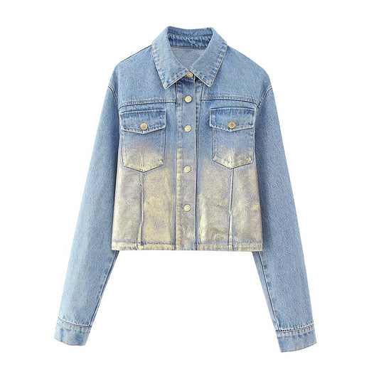 Casual Long Sleeve Short Denim Jacket for Women
