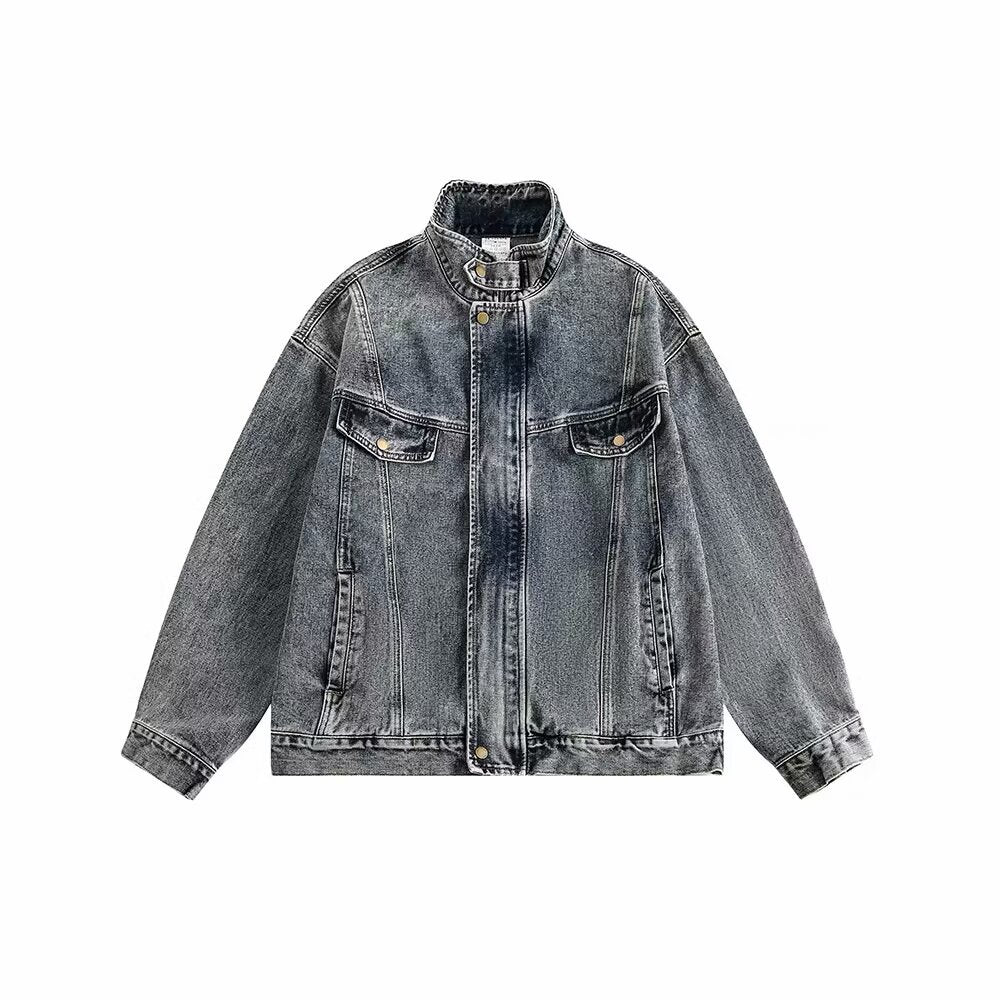 Retro Distressed Blue Denim Jacket