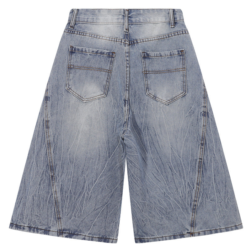 Unisex Summer Washed Denim Loose Sport Pants