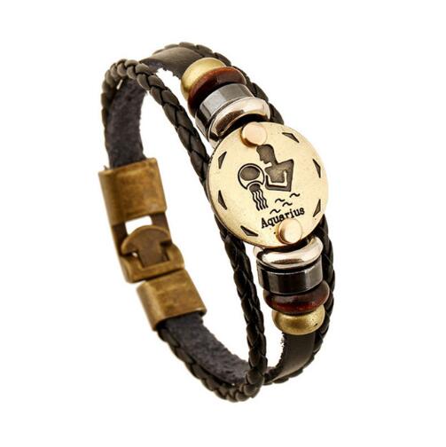 Bronze Alloy Buckles Zodiac Signs Bracelet