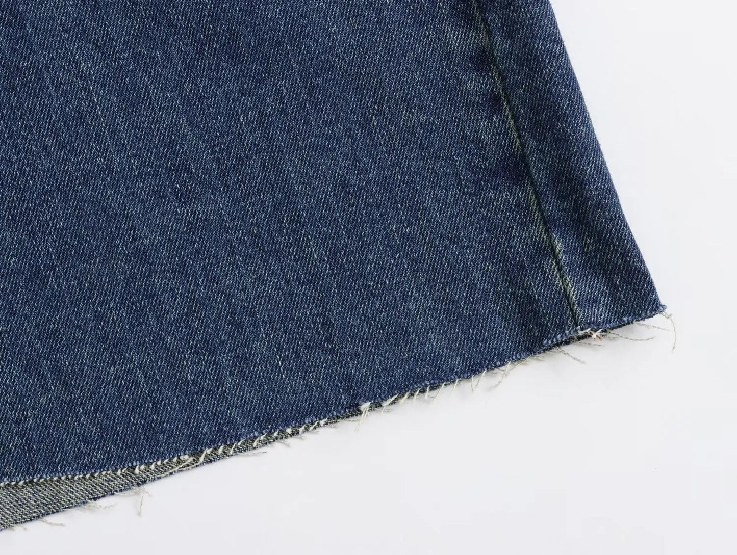 Women's Blue High-Waisted Denim Midi Skirt with Slit