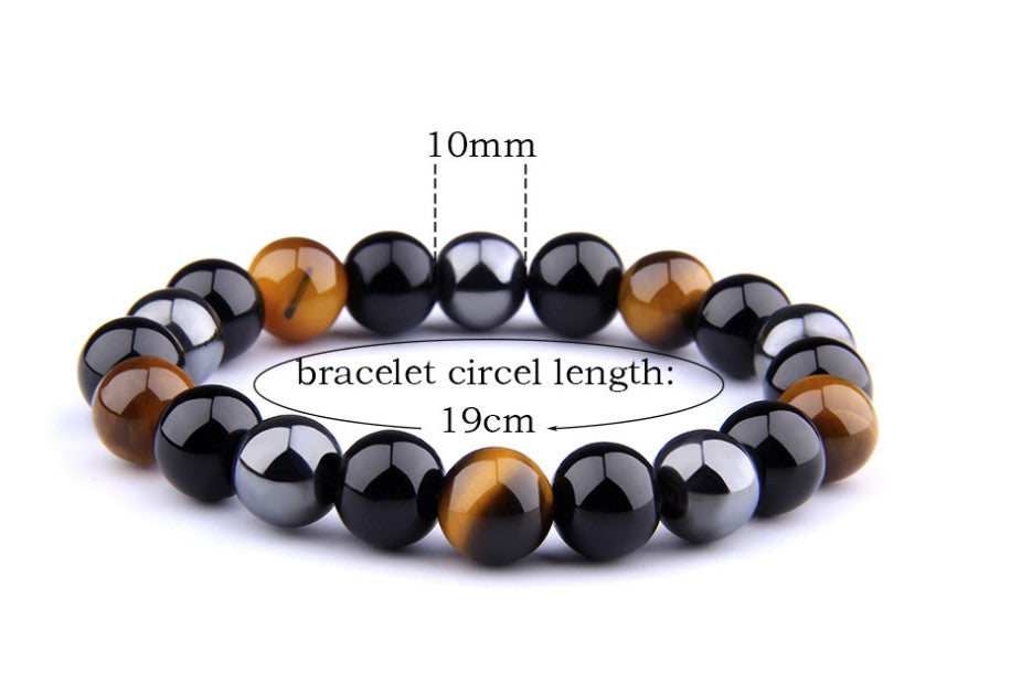 Tiger's Eye Obsidian Hematite Elastic Bracelet