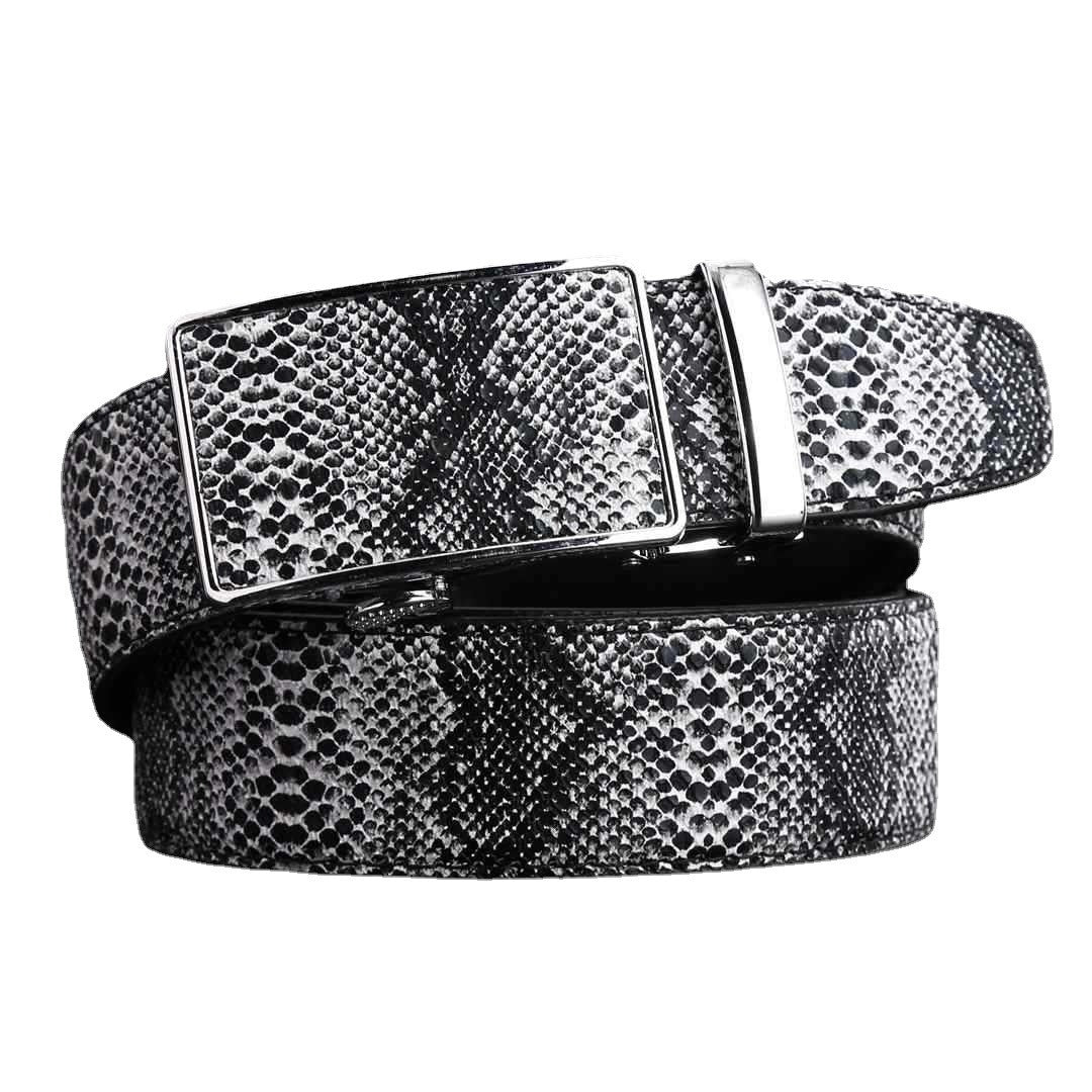 Leather Automatic Buckle Snakeskin Belt