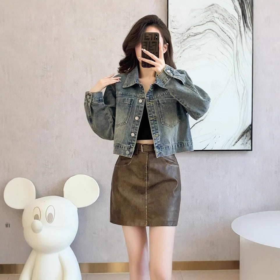 Short Denim Jacket for Women - Versatile Casual Loose Fit