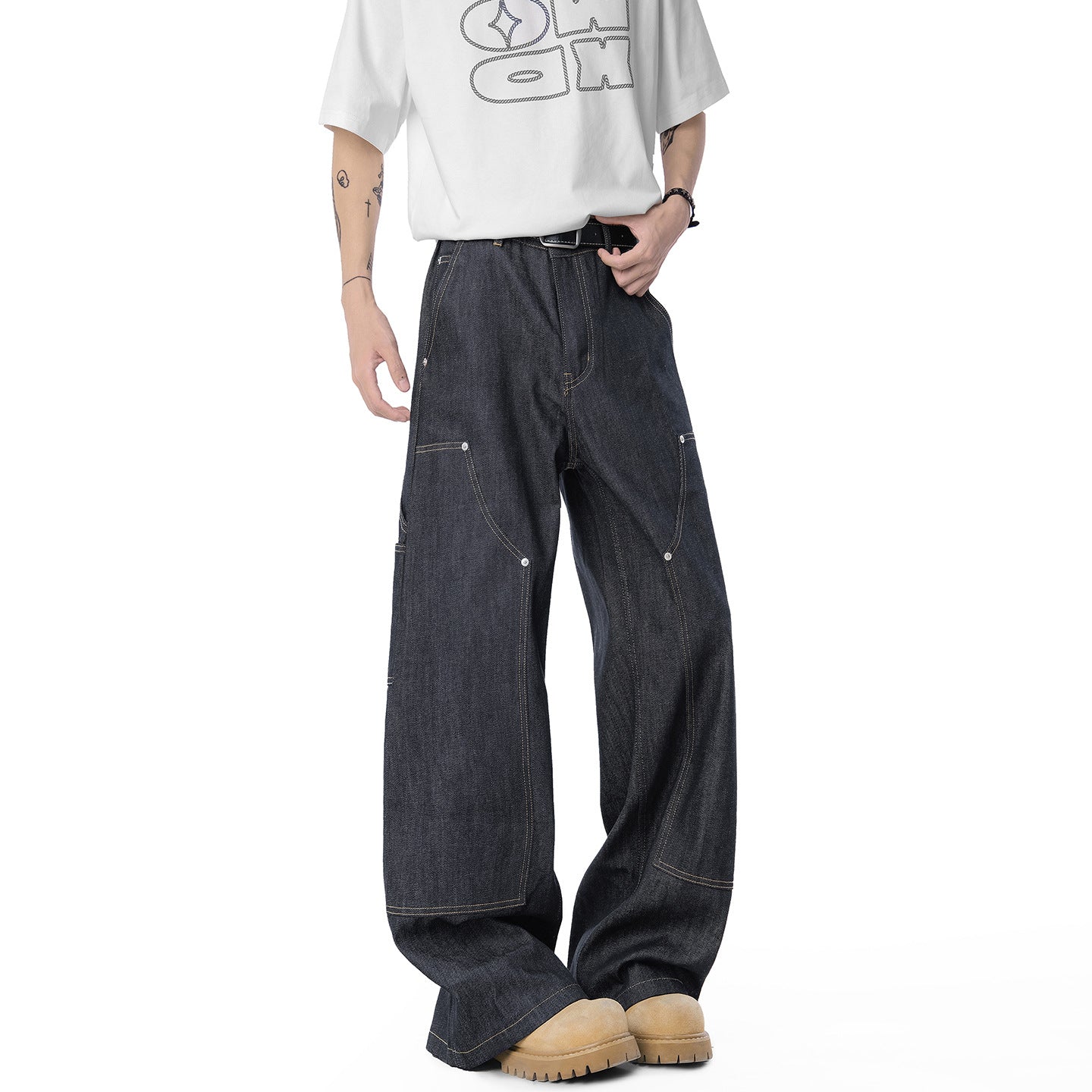 Men's Color Denim Trousers Summer Loose Casual Long Pants