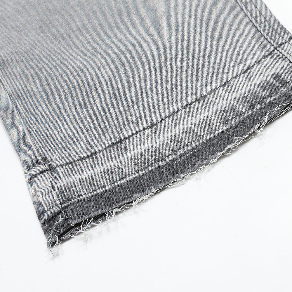 Men's Faded Raw Hem Denim Pants