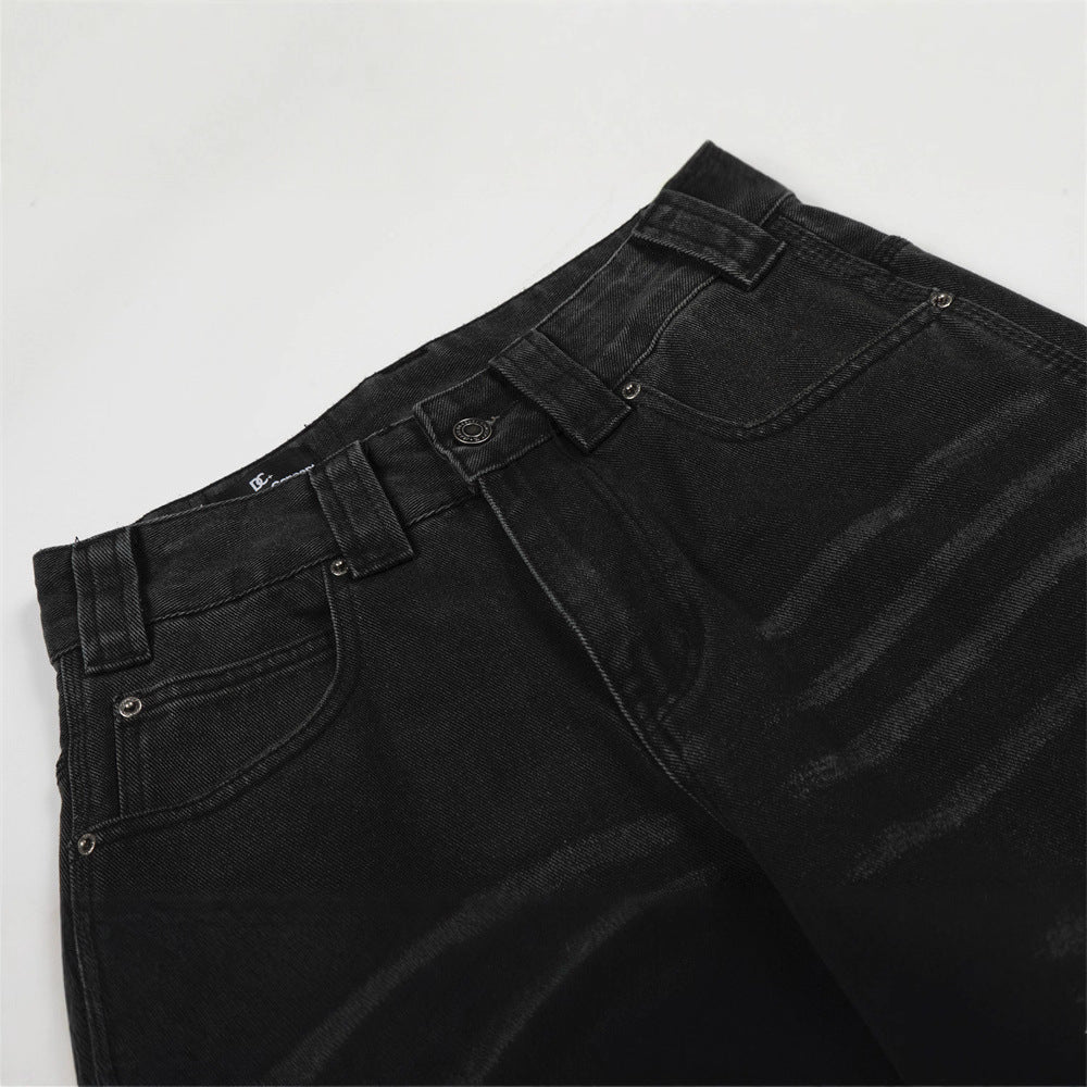 Men's Wide Leg Denim Rivet Style Jeans