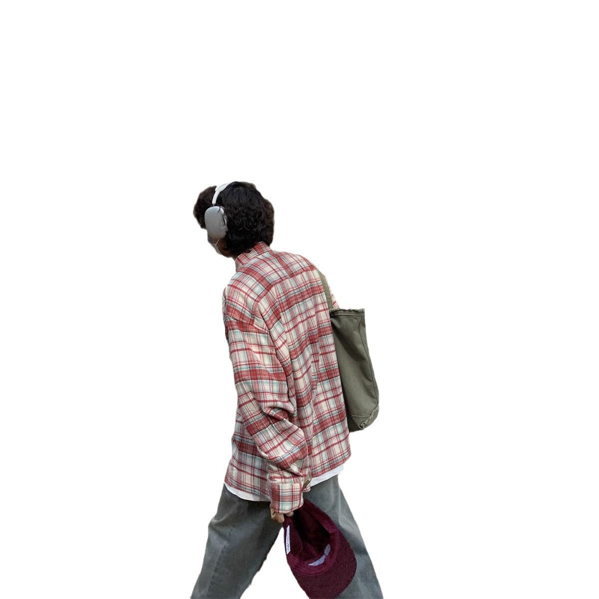 Vintage Plaid Shirt Men's Loose Casual Lazy Style Long Sleeve Shirt Versatile Outerwear Top